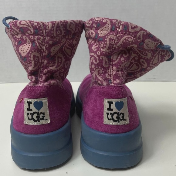 UGG Women's I Heart Ugg Slouchy Pink Paisley Pure Winter Boots Size 6 - Picture 11 of 12